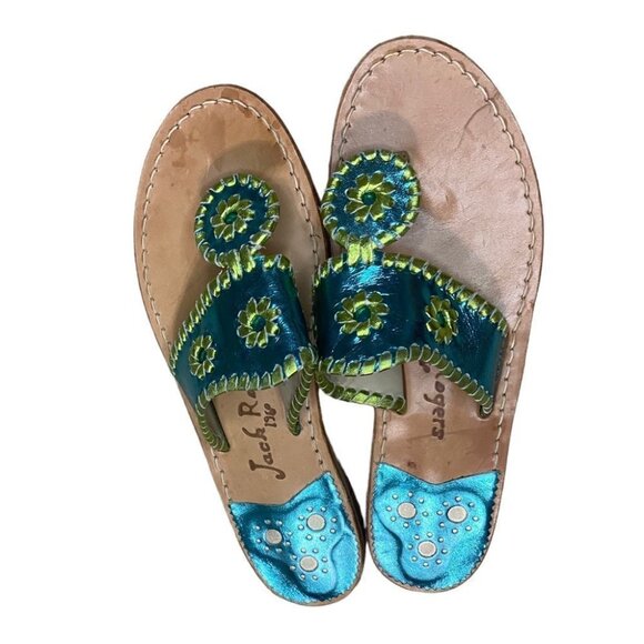 Metallic green canvas sandals - Picture 1 of 5